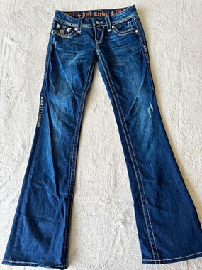 Rock Revival Womens Bootcut Jeans Dark Wash Stretch Denim Blue 5-Pocket
